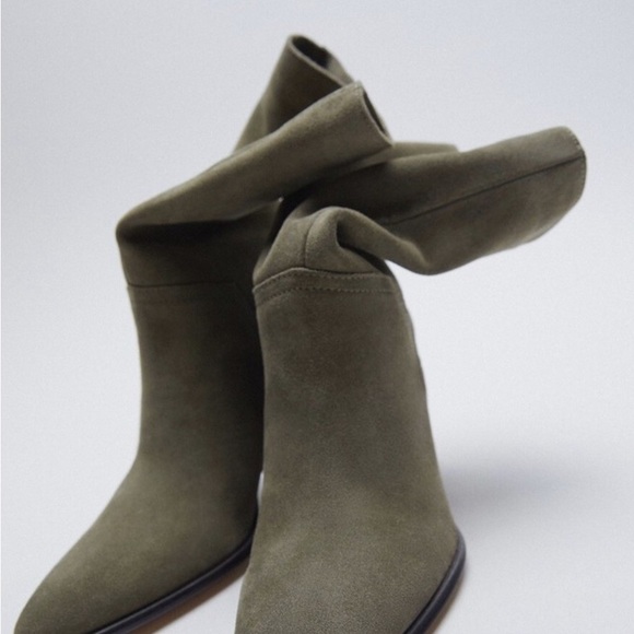 Zara Split Suede Leather Mid Ankle Women's Boots Size 9.5 - Picture 1 of 6